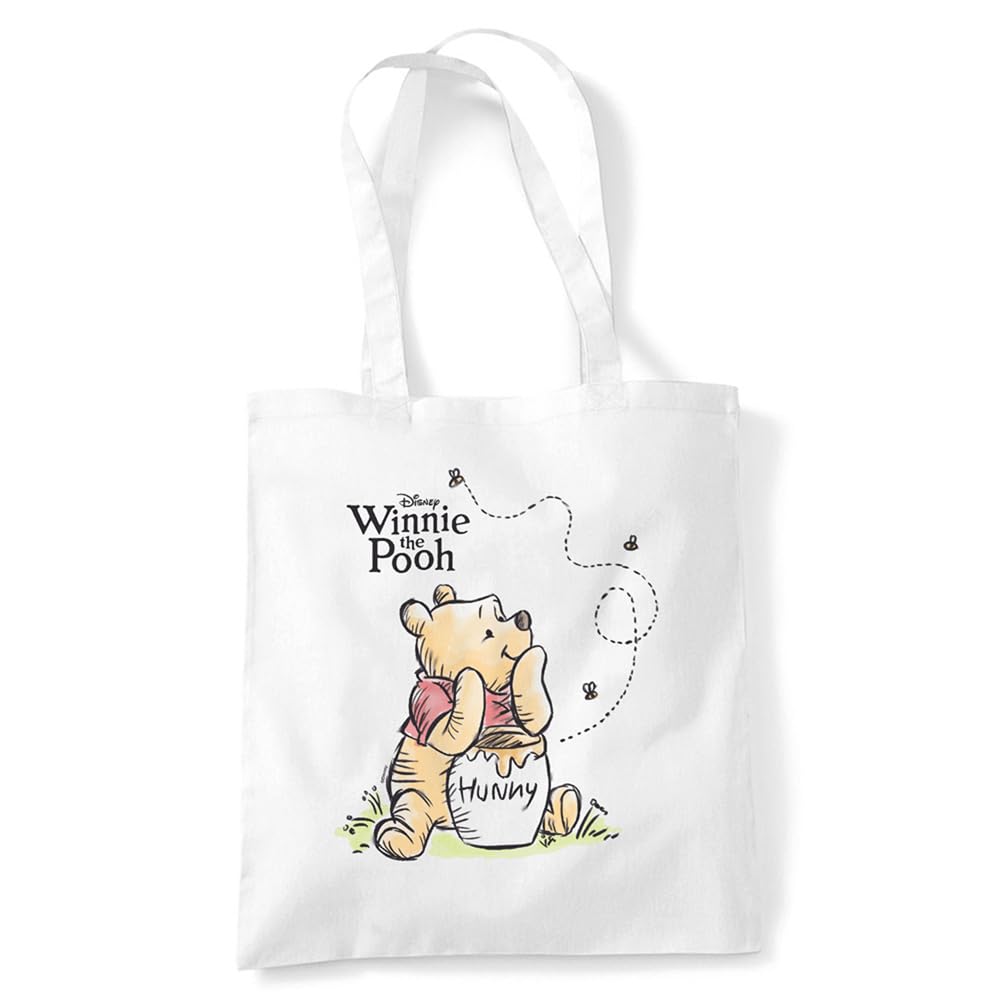Disney Winnie The Pooh Pooh Hunny Poster Grocery Travel Reusable Tote Bag, White
