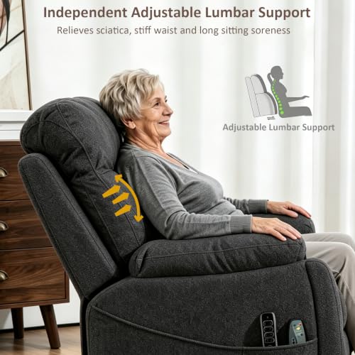 Image of 4 Motor Power Lift Recliner Chair for Big Tall 400LBS, Independent Headrest Backrest Footrest Control Lumbar Support, 25.5 inch Wide Oversized Electric Recliner with Massage & Heat
