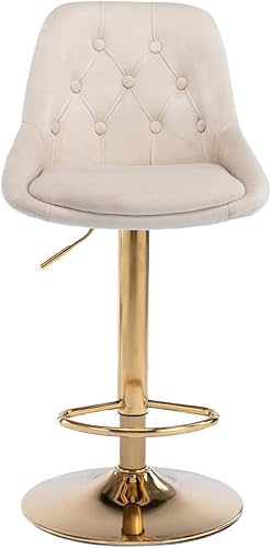 Taburetes de bar giratorios modernos, taburetes de bar ajustables con respaldo y reposapiés, sillas de bar hidráulicas tapizadas de terciopelo sin