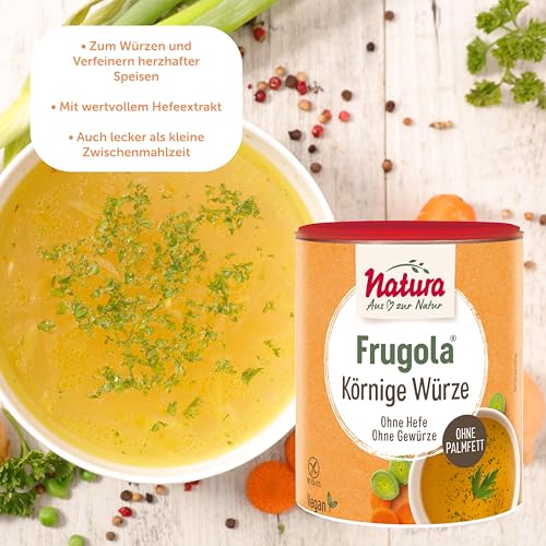 Frugola Körnige Würze - 100% natürlich, vegan, glutenfrei - ohne Hefe, Gewürze, Geschmacksverstärker, Zucker & Palmfett - Suppenwürze, Gemüsebrühe 500 g