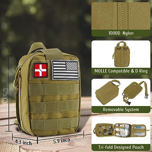 Survival Kits, 170 PCS First Aid Kit/Trauma Kit with Essential Survival Gear Emergency Medical Supplies for Hiking Camping Backpacking Outdoor Adventure, Gifts for Him Dad Men Christmas - Image 3