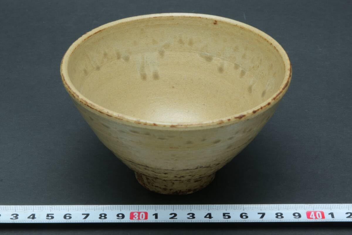 Amazon.co.jp: 5625 瀬戸焼 名工 加藤英一 (師 藤井達吉)灰釉 茶碗