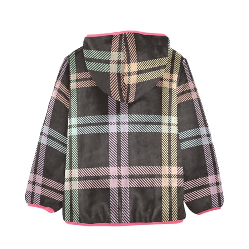 GuoChe Rainbow Buffalo Plaid Tartan Check Scotland Brown Baby Fleece Jacket2