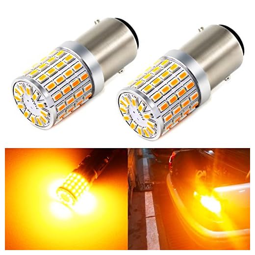 PHINLION 2057 1157 Orange Yellow LED Bulbs Super Bright 3014 72-SMD 1034 2357 7528 LED Bulb for Turn Signal Blinker Parking Side Marker Lights, Amber Yellow