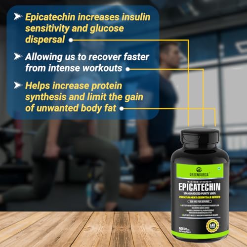 Image of GREENDORSE EPICATECHIN- 99% Purity Workout Capsules | Lean Muscle Growth, Myostatin Inhibitor, Nitric Oxide Booster, Improved blood flow & cognitive functions | Lab tested- 60 Veg capsules