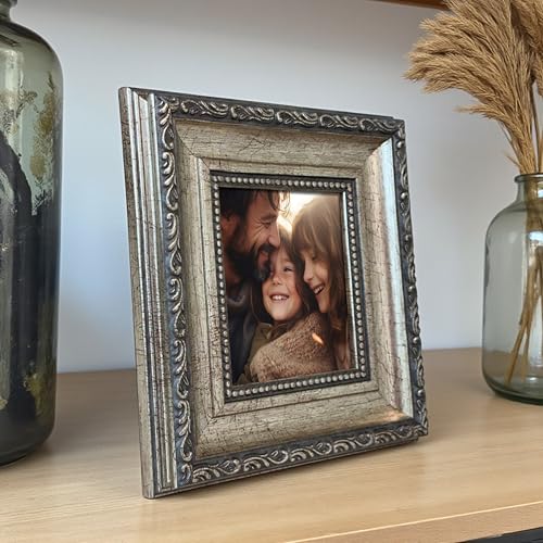 Image of Art Street Elegant Vintage Table Photo Frame for Tabletop With Back Stand, 5x5 Inch Photo, Decorative Frames Perfect for Home Decor, Unique Gift Idea, Durable, Birthday, Wedding, Return Gift (Gold)
