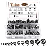 Taiss 140PCS 12 Sizes 6-22mm Black Spring Band Hose Clamp Assortment Kits.Low Pressure Air Clip Strap Clamp for Air Hose Tube Hose Fuel Silicone Vacuum Hose Clamp