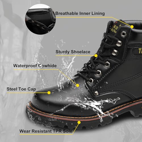 Image of Welding Work Boots for Men Women Slip on Steel Toe Safety Shoes Comfortable Indestructible Work Boots Puncture Proof Lightweight Breathable Construction Shoes