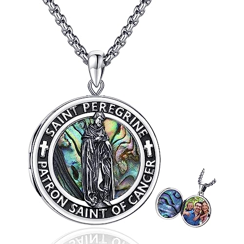 JUSTKIDSTOY 925 Sterling Silver St Michael/St Peregrine/Virgin Mary/St Francis/St Anthony/St Joseph/Baphomet Necklace for Men Women Amulet Religious Saint Medal Jewelry Gifts