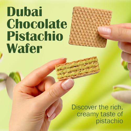 Ceres Gourmet Dubai Pistachio Wafer, 6 Pcs Crispy Kunafa Pistachio Wafer in Individually Pack – Gourmet Dubai Wafers for Christmas, Thanksgiving, and All Special Occasions