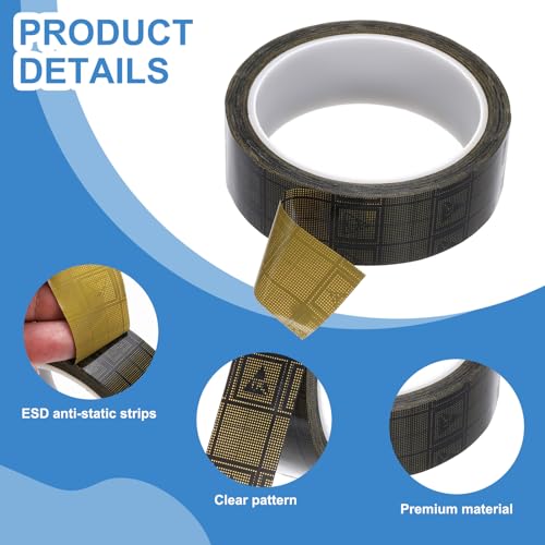 Image of PATIKIL Antistatic Tape, 2.36 Mil Thick, 1-3 /16 Inch x 39 Yards Conductive Adhesive Grid ESD Tape for Circuit Board Laptop Mobile Phone Communication Electronics Parts Black /Yellow