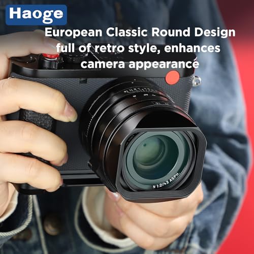Capuchón de lente metálico cuadrado Haoge para cámaras Leica Q2, QP, Q-P typ116, Q y Q3-28, diseño ultradelgado con rosca, compatible con filtro UV de 49 mm miniatura 2