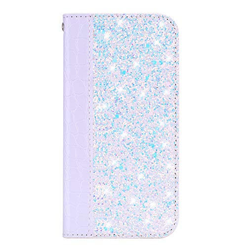 Preisvergleich Produktbild Homikon PU Leder Hülle Schön Bling Glänzend Glitzer Schutzhülle Brieftasche Ledertasche Bookstyle Krokodilmuster Handyhülle Magnetverschluss Tasche Etui Kompatibel mit Samsung Galaxy J7 2017 - Weiß