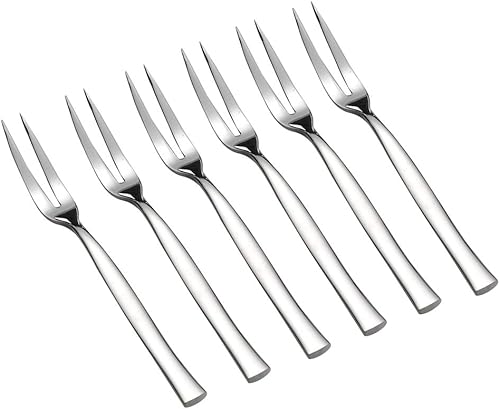 Idotry - Tenedores para aperitivos de acero inoxidable de 2 puntas, 8 piezas, tenedores pequeños, tenedor de frutas