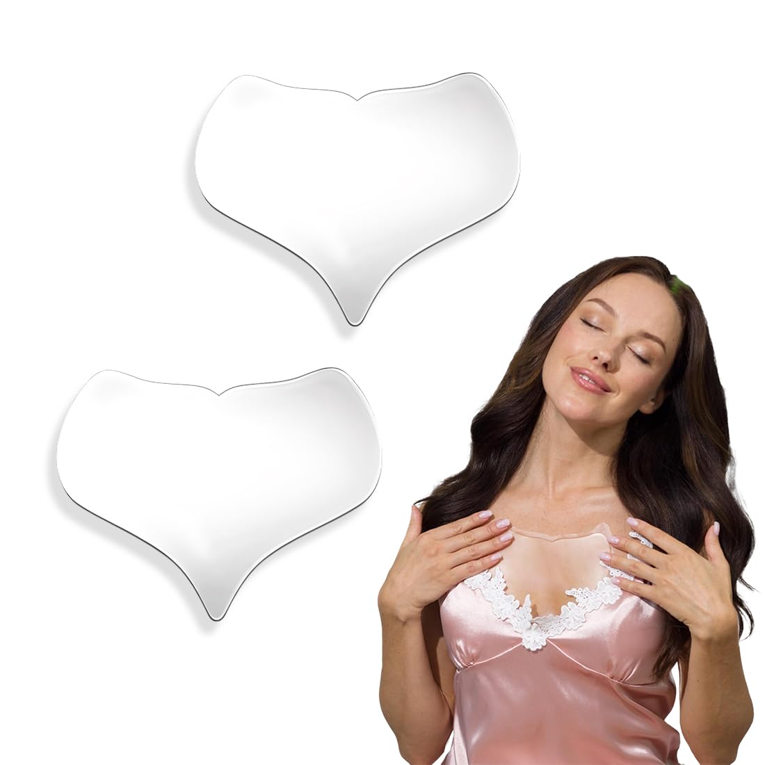 2 Pezzi Cuscinetti per Petto in Silicone, Tamponi Antirughe del Torace, Cerotto Silicone, Copricapezzoli Silicone, Cerotti Antirughe in Silicone Riutilizzabili, per Donne Ragazze