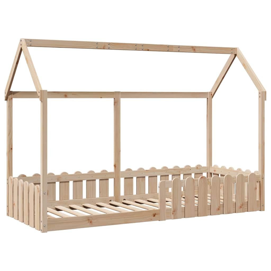 lite drewno sosnowe domek zabaw niska rama 80x200 cm brąz