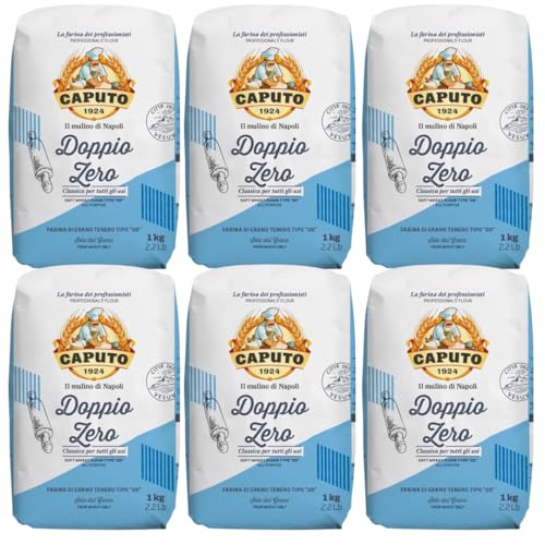 Caputo Doppio Zero Soft Wheat Flour Pack of 6 x 1kg Premium Italian 00 Professional All-Purpose Flour for Pizza Pasta & Bread