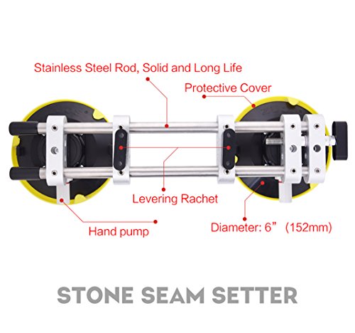 IMT 2 Pack Seamless Seam Setter with 6-Inch Vacuum Suction Cups for Seam Joining and Leveling, Professional Countertop Installation Tool for Granite, Stone, Marble, Slab, Free Storage Case and Gloves