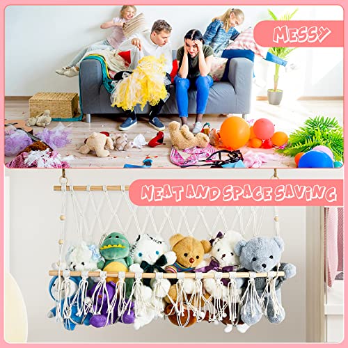 2 Pcs Stuffed Animal Hammock with LED Light Macrame Stuffed Animal Toy Hammock for Neatly Store Hanging Plush Animals… - Image 6