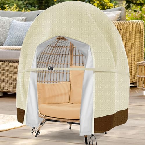 Funda para silla de huevo impermeable exterior protector plegable con cremallera patio jardín 4