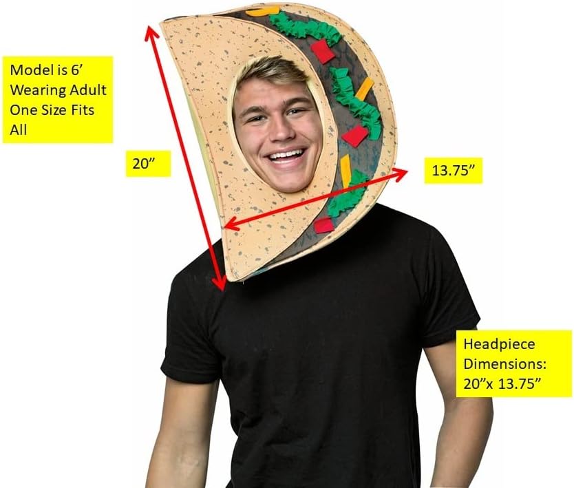 Miniatura 2 de Rasta Imposta Taco - Máscara de comida para la cabeza, accesorios para la cabeza, accesorios para la cabeza de alimentos mexicanos, disfraz de