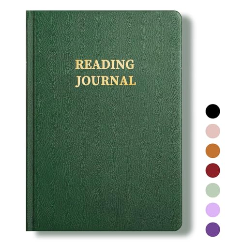 TSFPapier Reading Journal Book Lovers Gifts Hardcover Leather Readers Log Track Reading with 65 Book Reviews, 5.8”x8.3”, DarkGreen