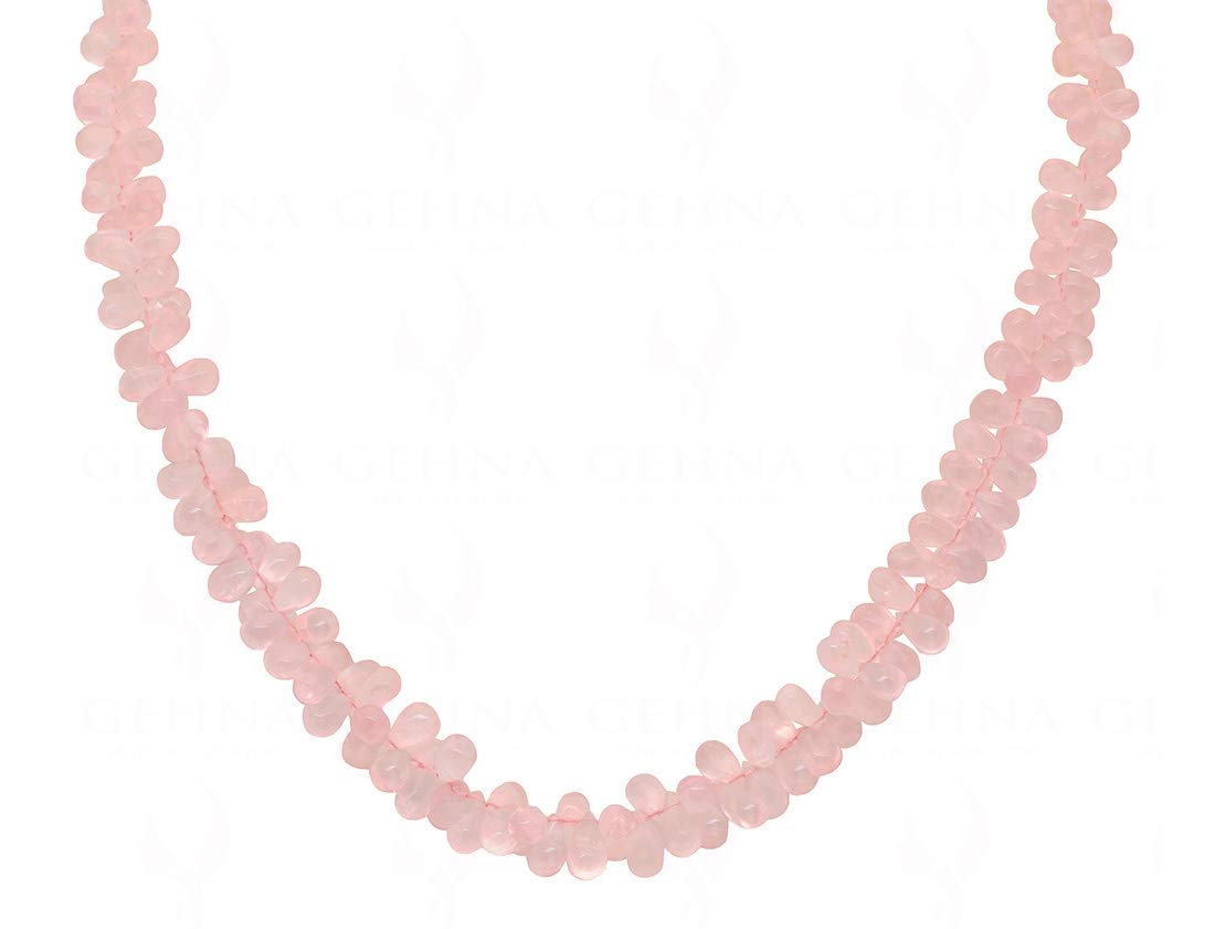 gehna Rose Quartz Gemstone Drop Shaped Bead Strand-picture-49