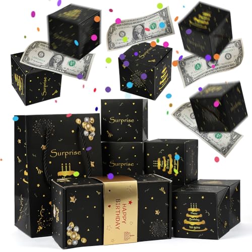 ANOMM Coffret Surprise D'anniversaire, Carte de Vœux Explosion Happy Birthday, Explosion Confettis Boîte Cadeau, Coffret mystère Joyeux Anniversaire pour...