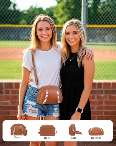 Sport Theme Crossbody Purse Vegan Leather Shoulder Bag for Women, Functional Handbag with Adjustable Strap for Game Day2