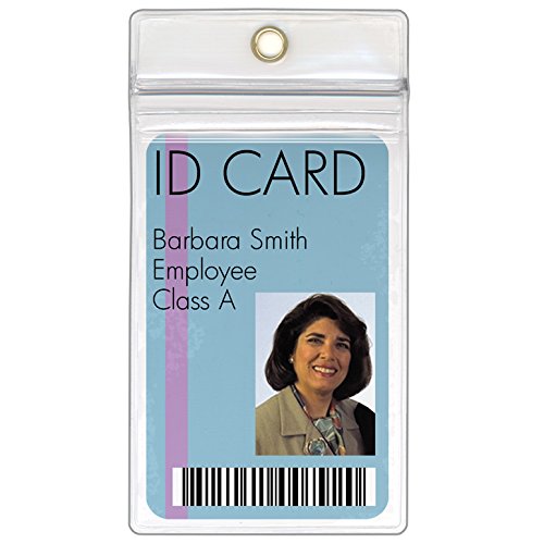 StoreSMART - 5 Pack - ID/Badge Holder - Zipper and Metal Grommet - Clear Plastic - Open Short Vertical - R3578ZIPS-5