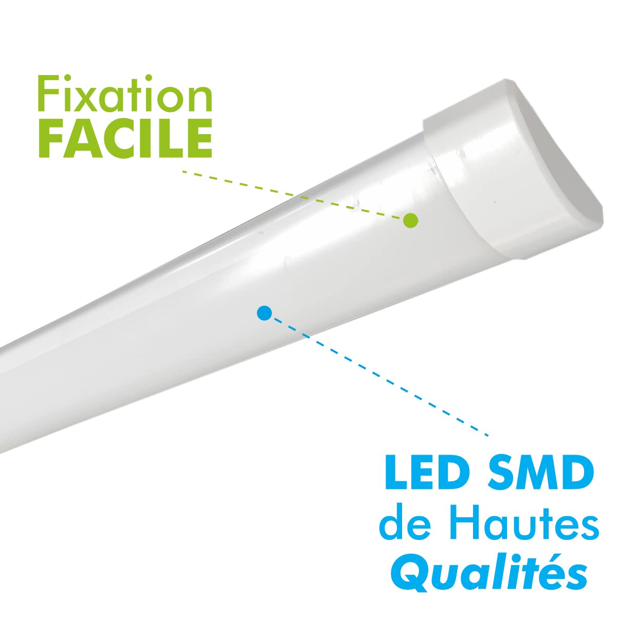 Arum Lot de 10 Réglette LED Extra-plate LINE 60 cm - 16W Blanc Naturel 4000K IP40 Intérieur. Tube LED T8 Intégré