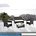 Divano Roma Furniture Modern Outdoor Garden Patio Set-4 Piece, Espresso