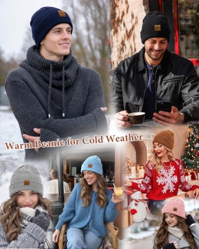 3 Pack Winter Beanie for Men Women, Warm Soft Winter Cuffed Skull Cap - image 7