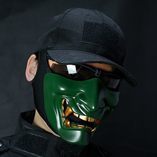 Outry Half Face Mask - Lower Face Protective Tactical Mask For Airsoft/Paintball/Bb Gun/Cs Game/Hunting/Shooting, Ideal Mask For Halloween, Cosplay, Costume Party And Movie Prop (Green) #TOP2