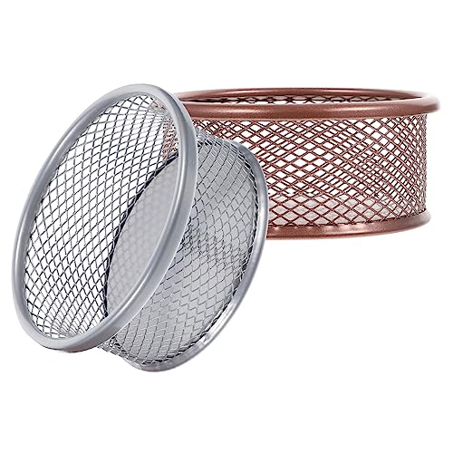 Angoily 2pcs Paperclip Holders for Desk Modern Office Supplies Paper Clip Holder Stationary Paperclip Storage Holder Container Basket Desktop Office Clip Holder Mesh Metal