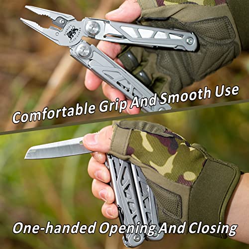 Folding Multitool Plier With Tungsten Steel Wire Cutter,Cool Gadget Gift For Men Dad Husband,With Sheath For Survival,Camping, Exploring By Dignity Lion(Silver) #TOP3