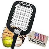 Accubat Fungo Racket for Baseball & Softball Training - USA Made Baseball Racket with Durable Frame & Replaceable Netting - Quality Design for Accurate Fly Balls & Grounders (26 Ounce, Black)