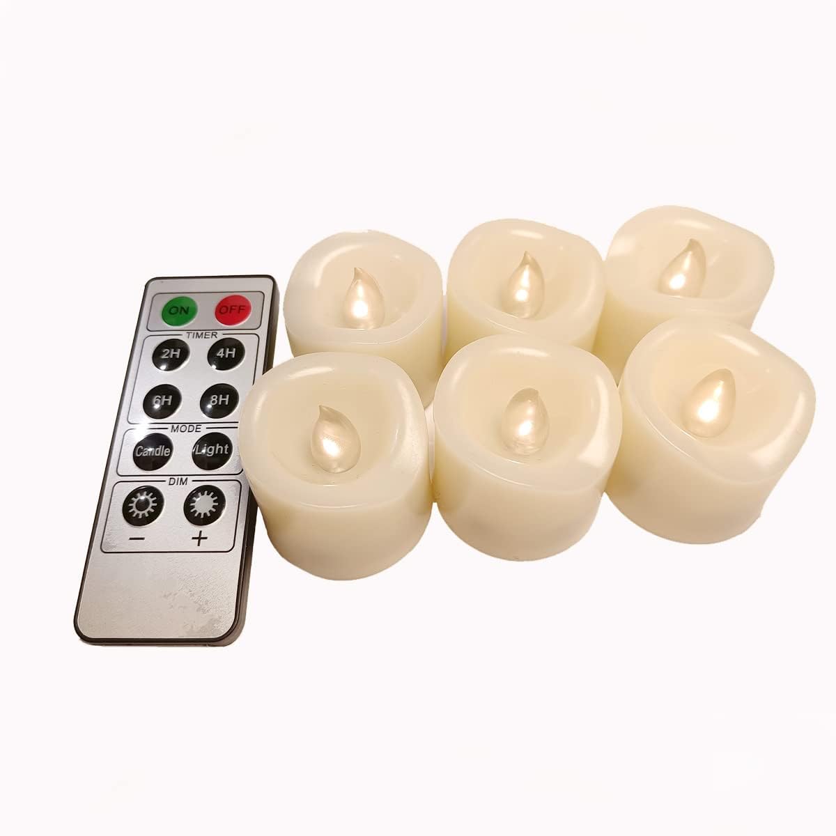 Erosway Warm White Led Candles Realistic Flickering Votive Candle Tea Light Battery Operated, 200 Hours Of Nonstop Working With 2/4/6/8 Hours Timer And Remote, Set Of 6 Flameless Candles(Warm White)