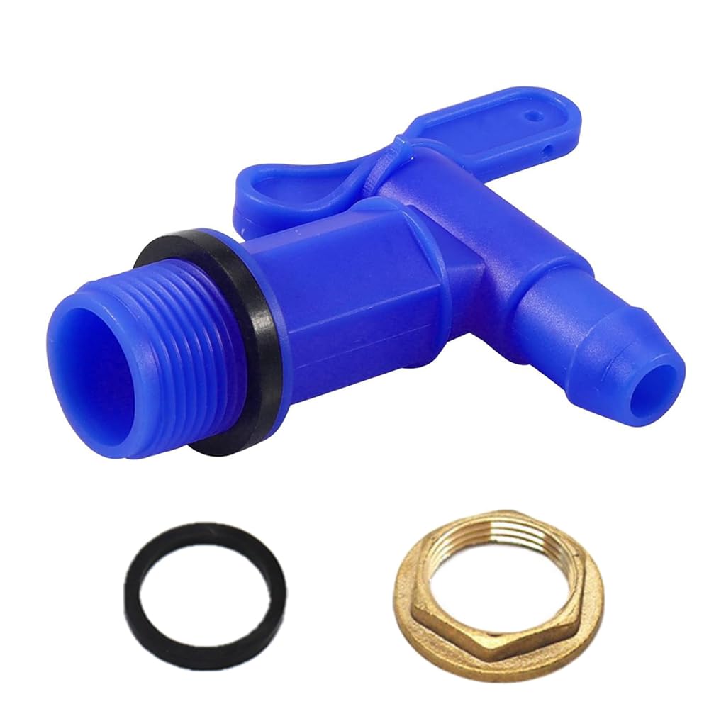 TopHomer Water Butt Tap, 25mm Thread Water Butt Connector Standard IBC Ton Bucket Spout Faucet with Brass Wire Fastener for Rain Barrel, Tank, Garden (Blue)