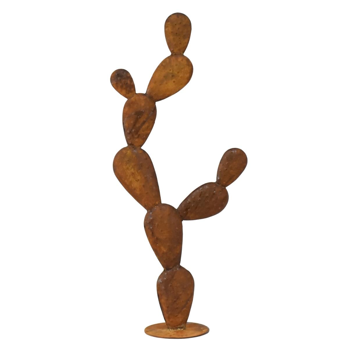 SIGNES GRIMALT Statua di Cactus in metallo su Base, Grande Altezza 108 cm e Effetto arrugginito ambrato, 102 x 44 x 21 cm