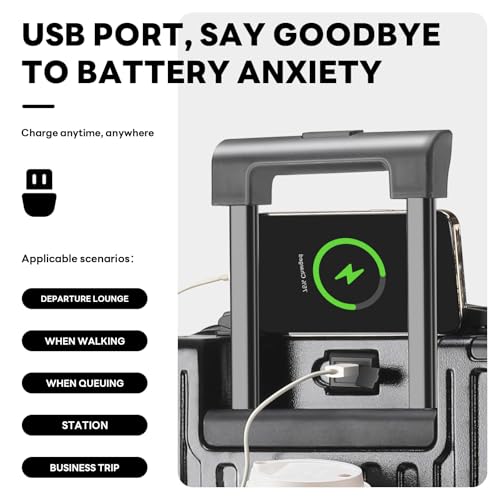 4-Piece Hardside Luggage Set with Cup Holder & USB Charging Port, TSA Lock, 360° Spinner Wheels, Durable Travel Suitcase Set for Family Trips, Unisex3