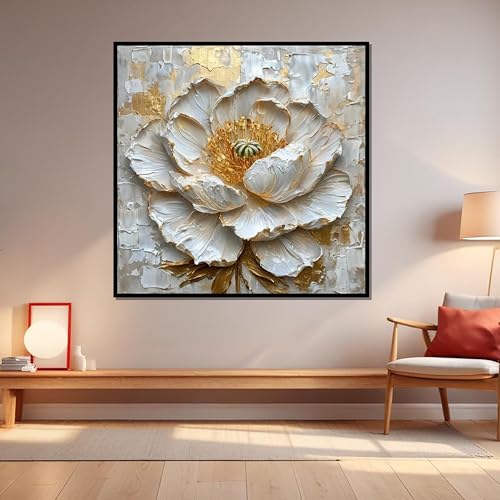 Impression sur toile florale texturée et dorée haut de gamme