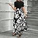 Women Beach Fashion Maternity Dress Semi Formal Dresses for Maxi Dresses for Women 2025 Belted Short Sleeve Round Neck Floral Stitching Elegant Flowy High Waist Summer Dress (Black,XXL)