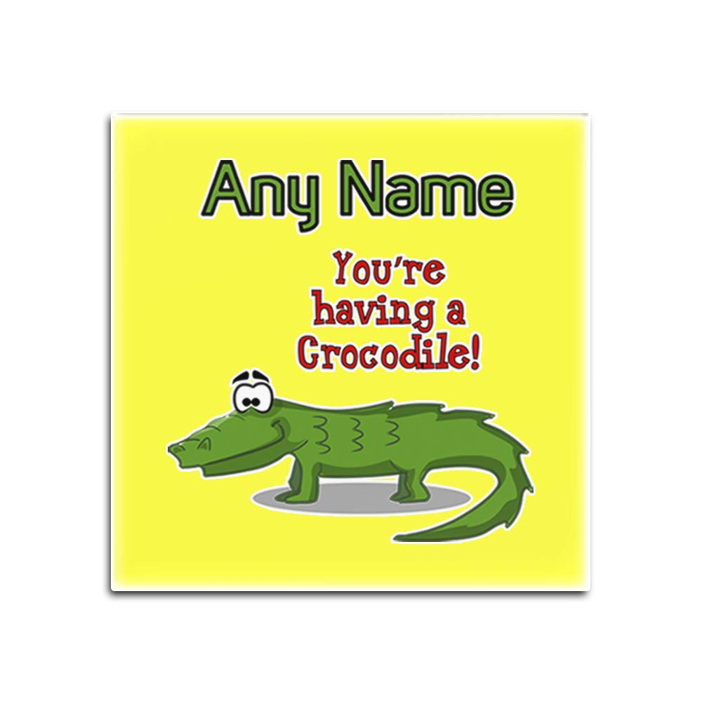 Sous-verres en verre carré You Are Having a Croco avec motif animal blanc pour table