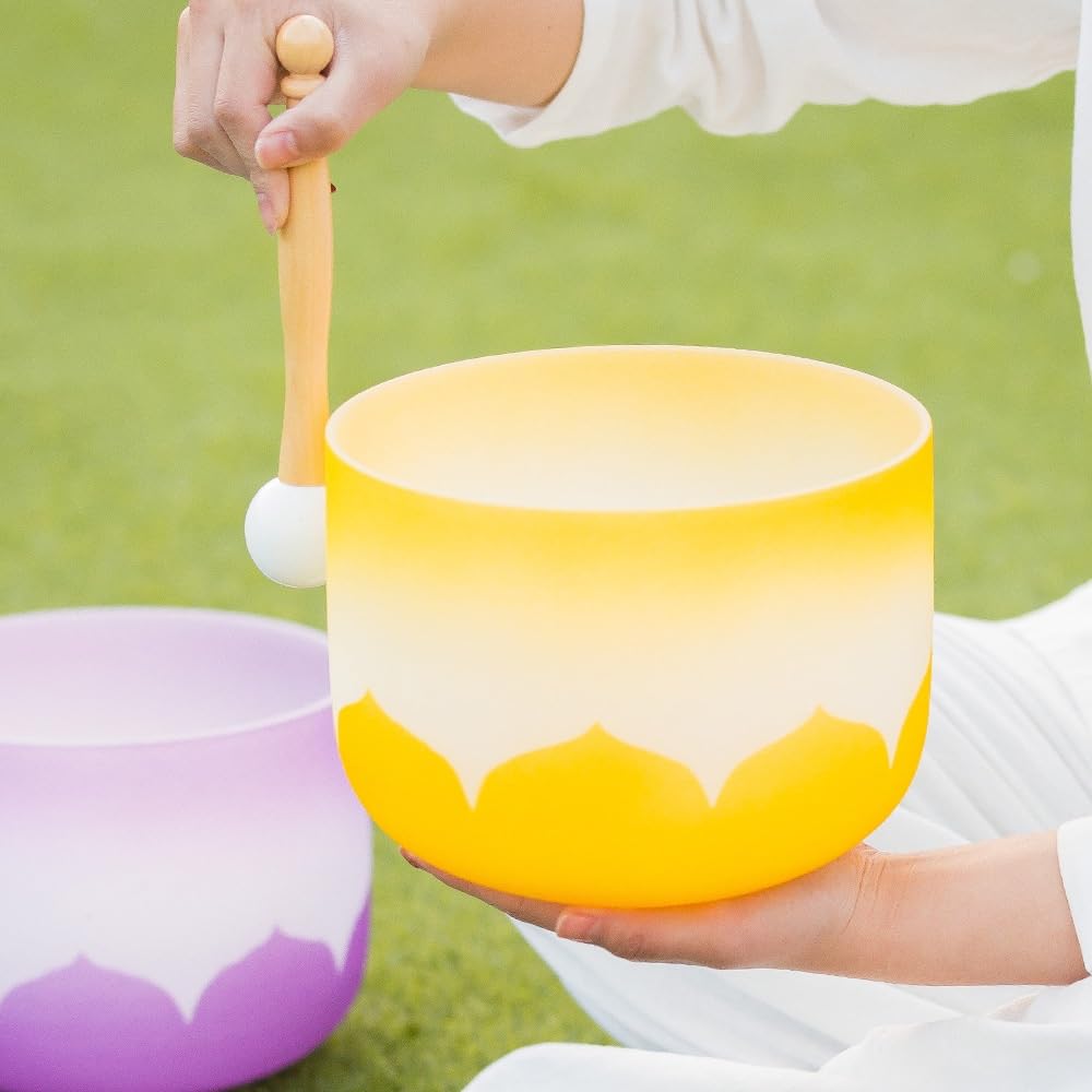Campana tibetana per yoga, realizzata a mano, in cristallo, per alleviare l'affaticamento e l'ansia, adatta per principianti e professionisti, 27,9 cm