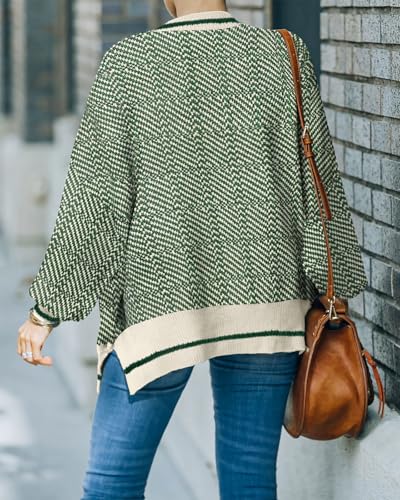 Image of Womens Sweaters Causal Crewneck Batwing Sleeve Knit Top Side Split Oversized Pullover Sweater Loose Jumper