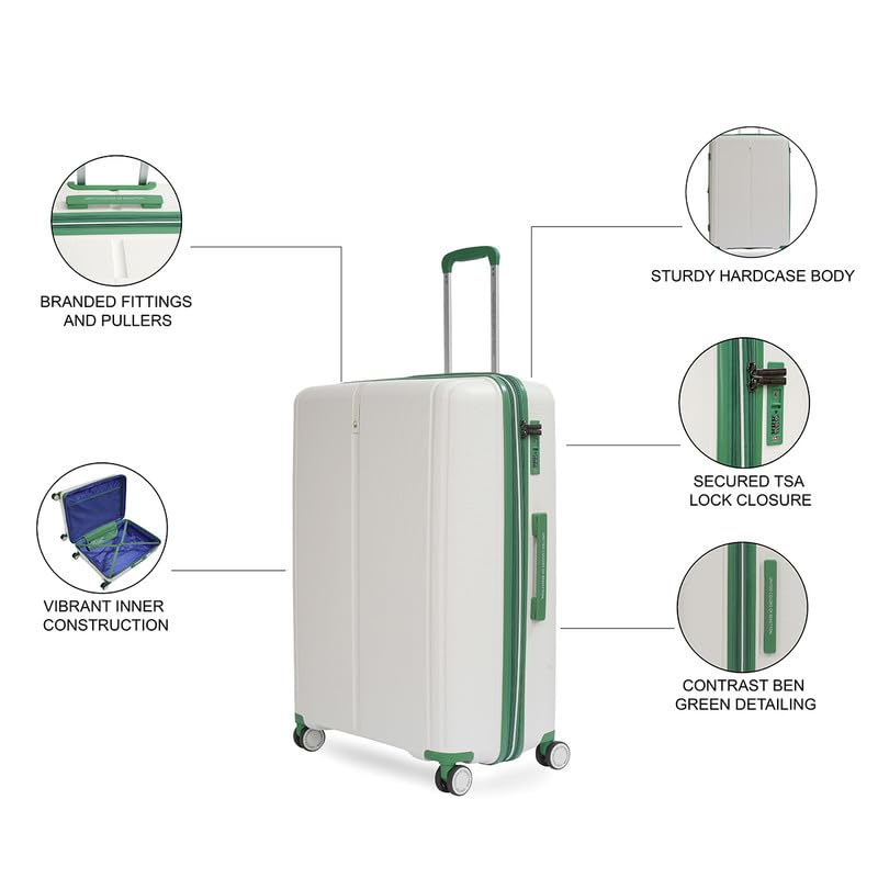 Image of United Colors of Benetton Luggage Trolley, Cabin, Emerald Plus, White