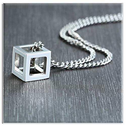 Xusamss Fashion Titanium Steel Hollow Cubic Pendant Necklace,22" Link chain4