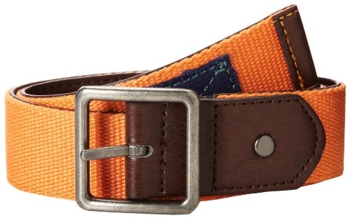 Concept One Accessories Boys 8-20 Web Reversible Belt From Bonded Leather To Web, Brown, Medium