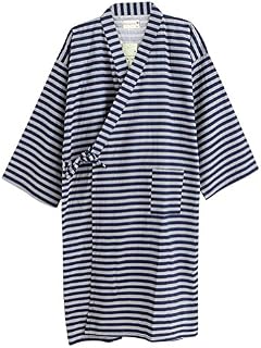 Men Women Kimono Bathrobe Cotton Dressing Gown Summer Lightweight Loose Comfy Sleepwear Nightdress with Pocket Pure Colour Bath Robe Wrap Beach Swimwear Bikini Cover Up